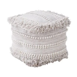 BOHO LOUNGE Woll-Pouf Mit Troddeln