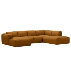 HUDSON Wohnlandschaft Mit Longchair Davorstehend Links / Ottomane Rechts Echtleder