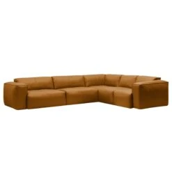 HUDSON Ecksofa Mit Rundecke Davorstehend Rechts Echtleder