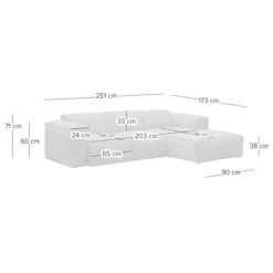 HUDSON Ecksofa 3-Sitzer Mit Longchair Rechts Davorstehend Echtleder -Einrichtungsgeschäft 71000972 7